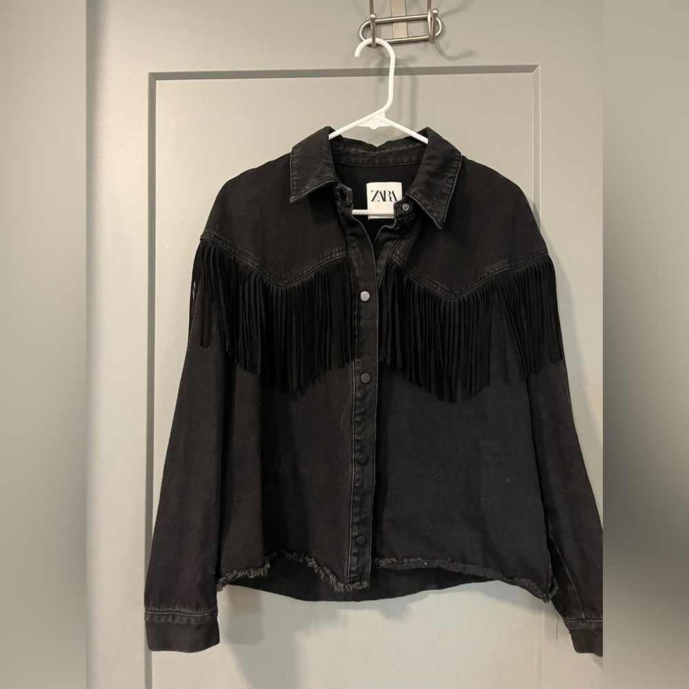 Zara fringe denim jacket